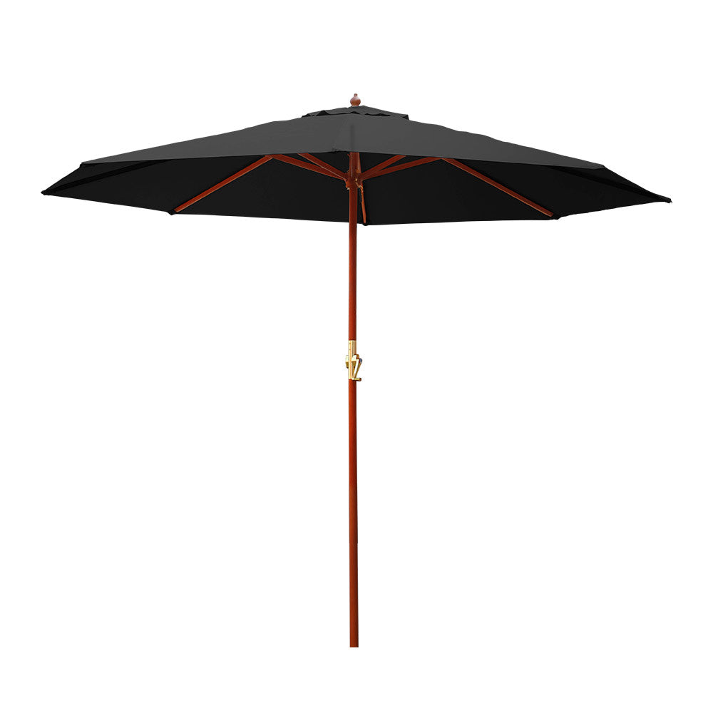 Instahut Outdoor Umbrella 3M Pole Cantilever Stand Garden Umbrellas Patio Black-Furniture &gt; Outdoor-PEROZ Accessories