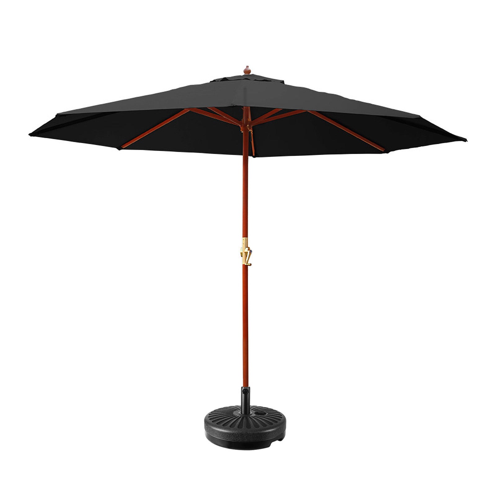 Instahut Outdoor Umbrella 3M with Base Pole Umbrellas Garden Stand Deck Black-Home &amp; Garden &gt; Shading-PEROZ Accessories