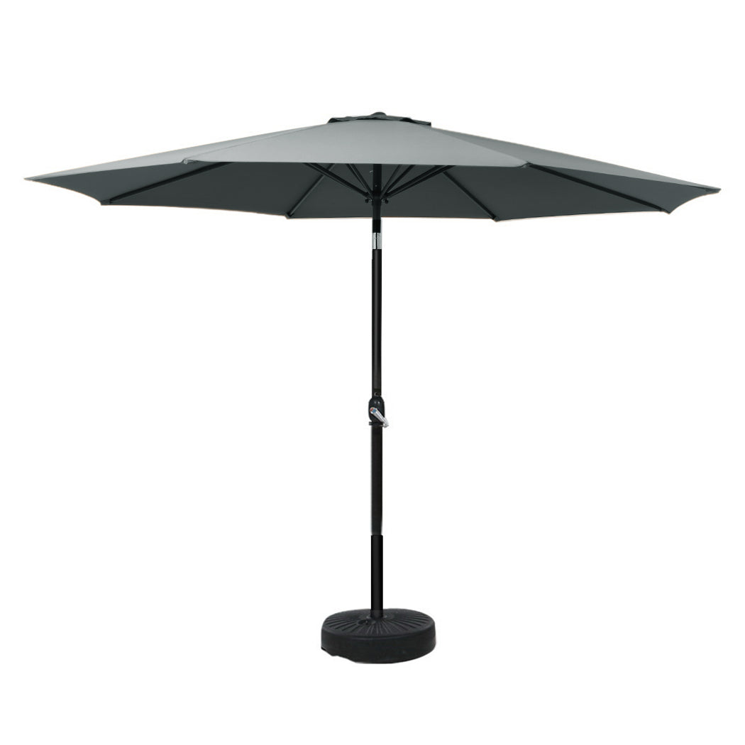 Instahut Outdoor Umbrella 3m Base Beach Pole Garden Tilt Sun Patio UV Charcoal-Home &amp; Garden &gt; Shading-PEROZ Accessories