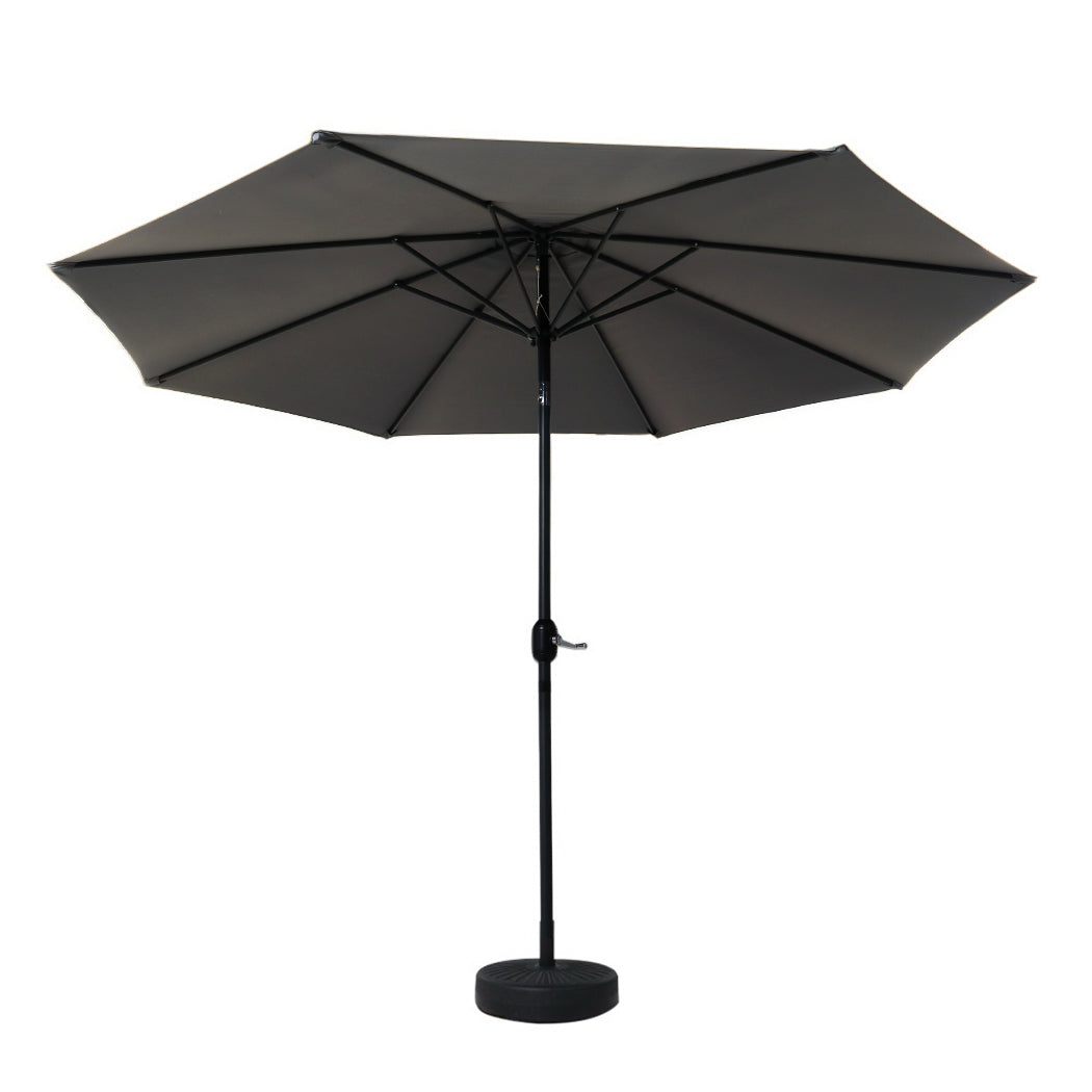 Instahut Outdoor Umbrella 3m Base Beach Pole Garden Tilt Sun Patio UV Charcoal-Home &amp; Garden &gt; Shading-PEROZ Accessories