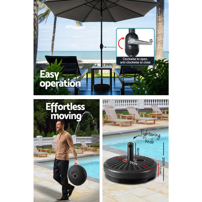 Instahut Outdoor Umbrella 3m Base Beach Pole Garden Tilt Sun Patio UV Charcoal-Home &amp; Garden &gt; Shading-PEROZ Accessories