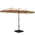 Instahut Outdoor Umbrella Beach Twin Base Stand Garden Sun Shade Beige 4.57m-Home & Garden > Shading-PEROZ Accessories