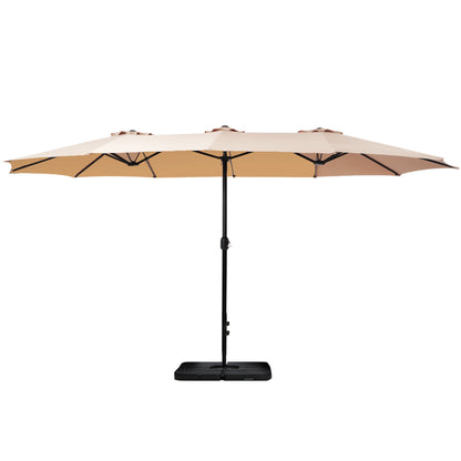 Instahut Outdoor Umbrella Beach Twin Base Stand Garden Sun Shade Beige 4.57m-Home &amp; Garden &gt; Shading-PEROZ Accessories