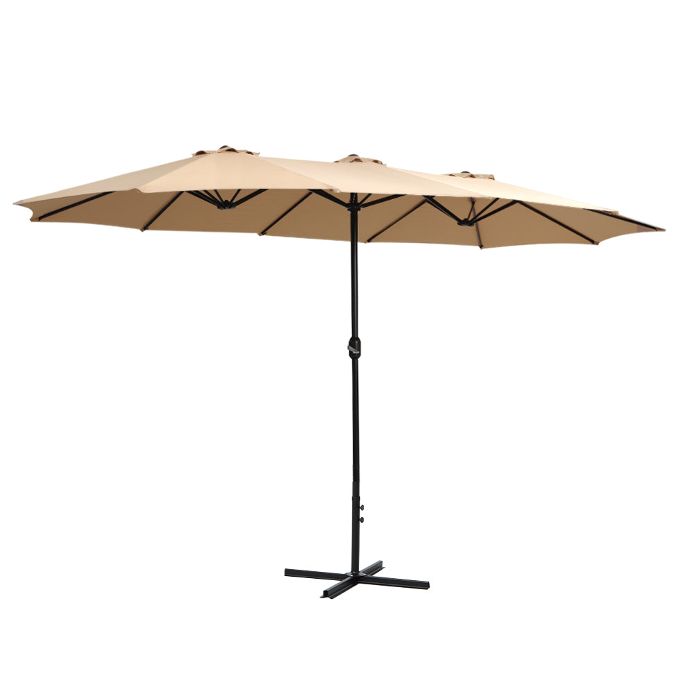 Instahut Outdoor Umbrella Twin Umbrella Beach Stand Base Garden Sun Shade 4.57m-Home &amp; Garden &gt; Shading-PEROZ Accessories