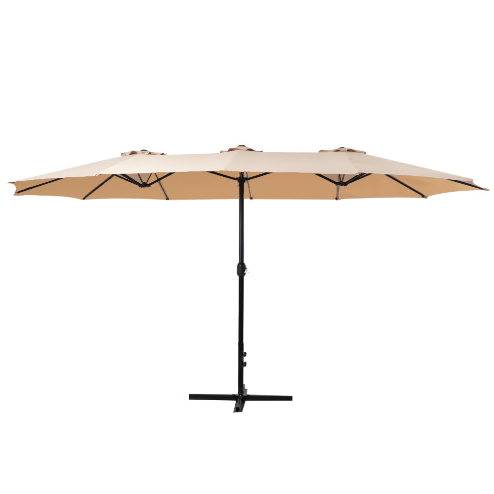 Instahut Outdoor Umbrella Twin Umbrella Beach Stand Base Garden Sun Shade 4.57m-Home &amp; Garden &gt; Shading-PEROZ Accessories