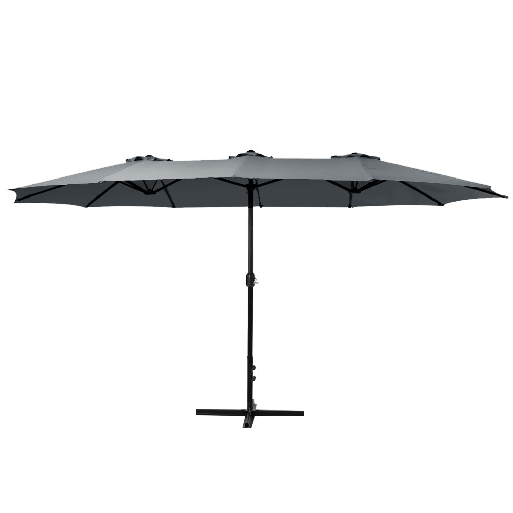 Instahut Outdoor Umbrella Twin Umbrellas Beach Stand Garden Base Sun Patio 4.57m-Home &amp; Garden &gt; Shading-PEROZ Accessories