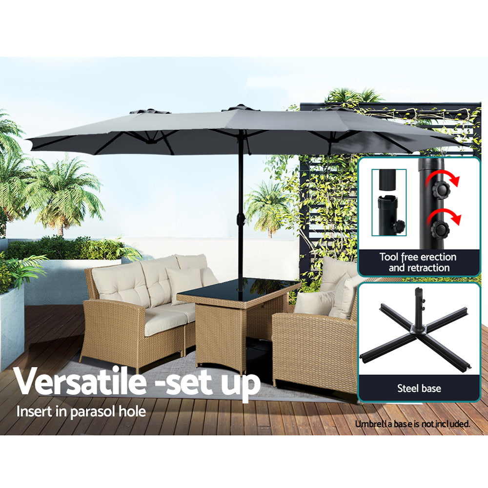 Instahut Outdoor Umbrella Twin Umbrellas Beach Stand Garden Base Sun Patio 4.57m-Home &amp; Garden &gt; Shading-PEROZ Accessories