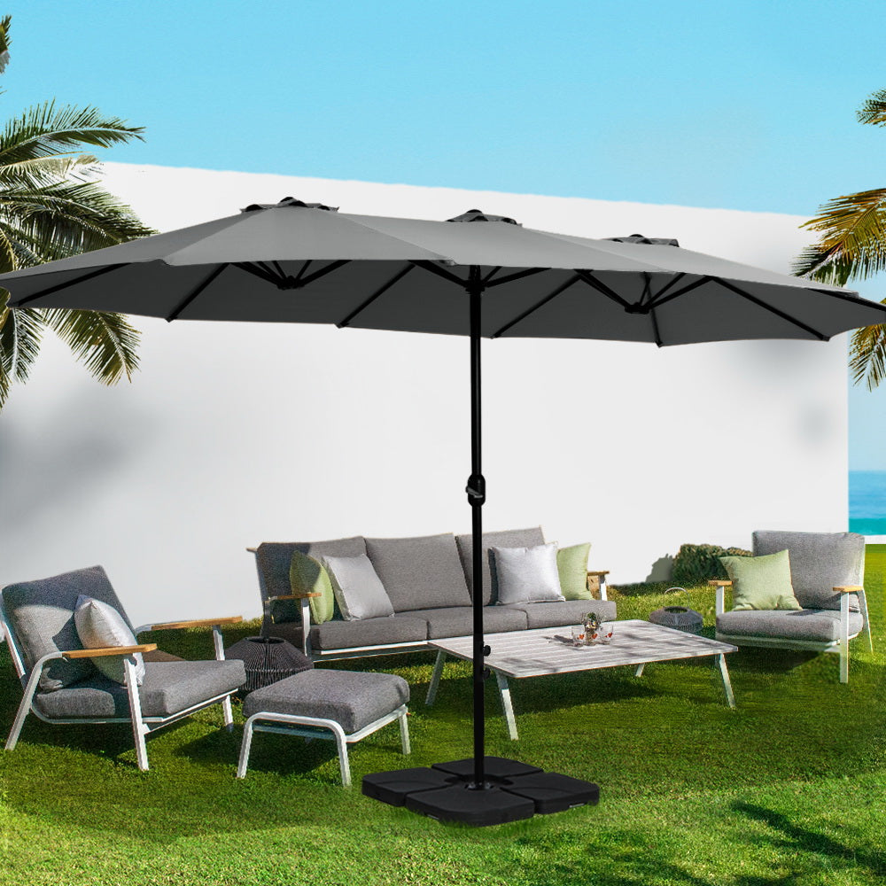 Instahut Outdoor Umbrella Twin Umbrellas Beach Stand Garden Base Sun Patio 4.57m-Home &amp; Garden &gt; Shading-PEROZ Accessories