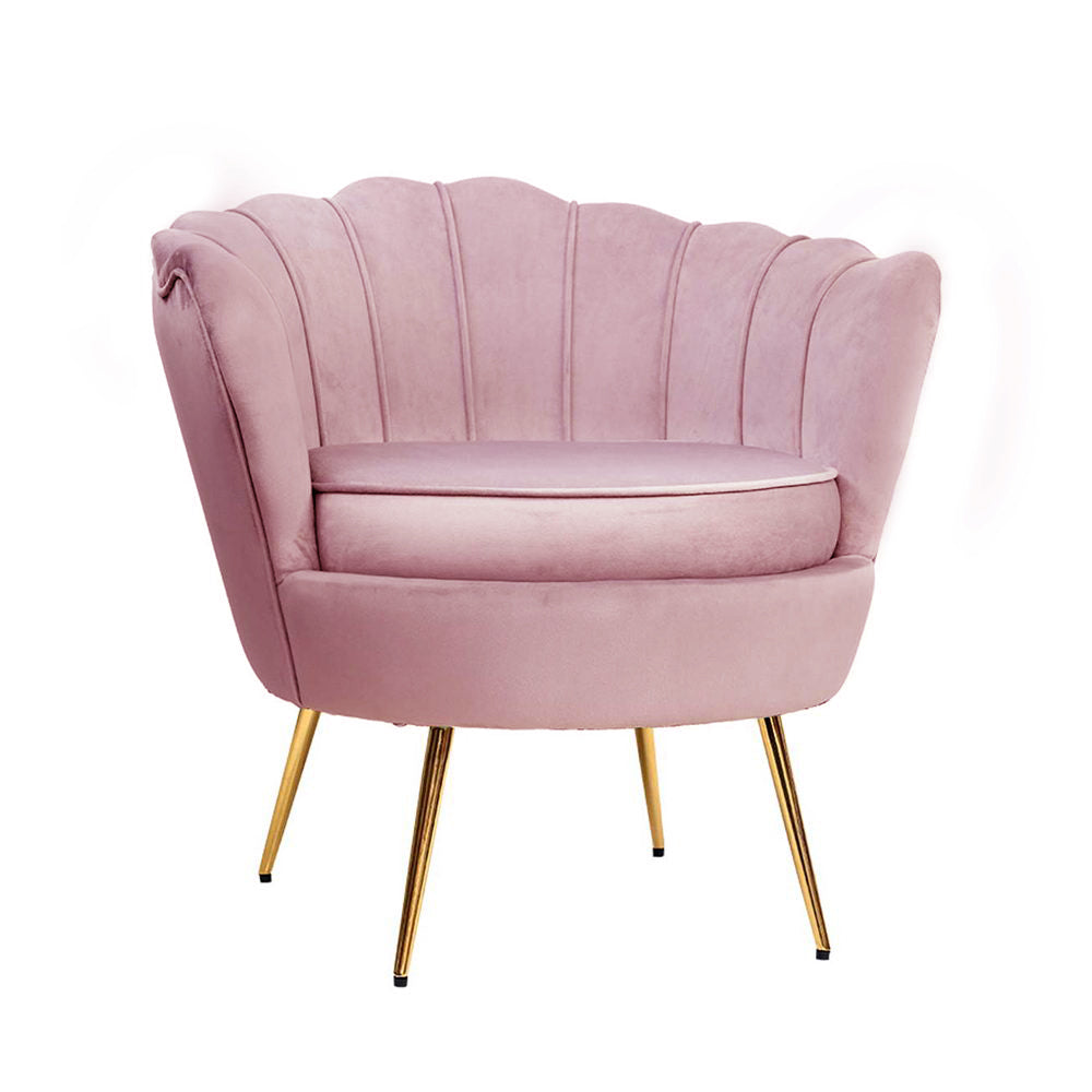 Artiss Armchair Lounge Chair Accent Armchairs Retro Single Sofa Velvet Pink-Furniture &gt; Living Room - Peroz Australia - Image - 2