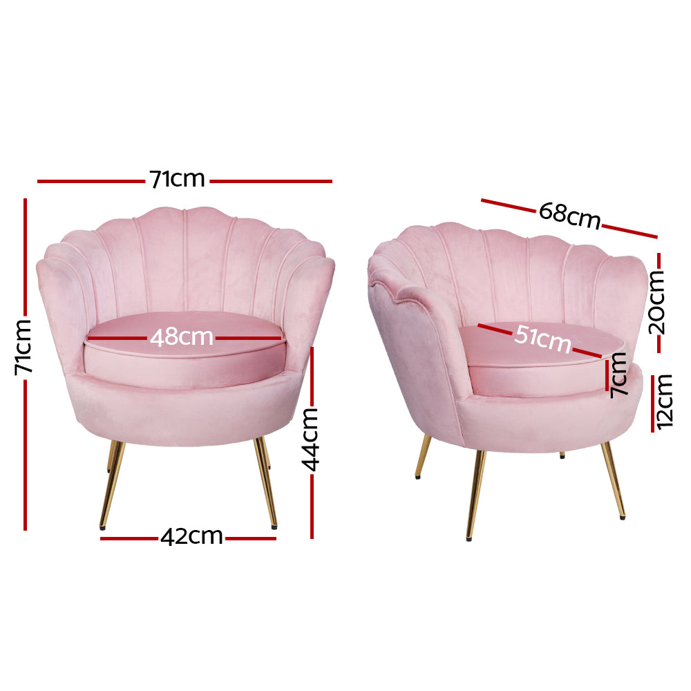 Artiss Armchair Lounge Chair Accent Armchairs Retro Single Sofa Velvet Pink-Furniture &gt; Living Room - Peroz Australia - Image - 3