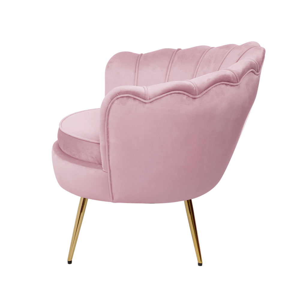 Artiss Armchair Lounge Chair Accent Armchairs Retro Single Sofa Velvet Pink-Furniture &gt; Living Room - Peroz Australia - Image - 5