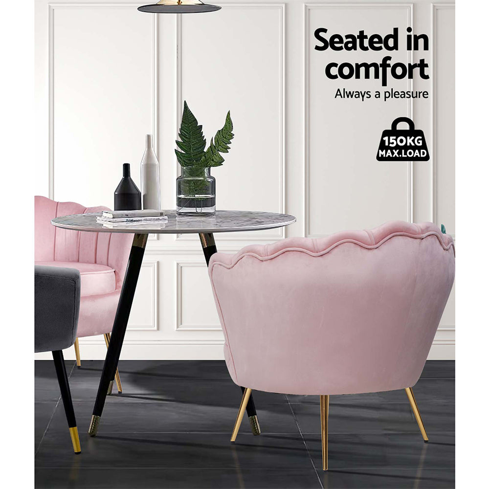 Artiss Armchair Lounge Chair Accent Armchairs Retro Single Sofa Velvet Pink-Furniture &gt; Living Room - Peroz Australia - Image - 8