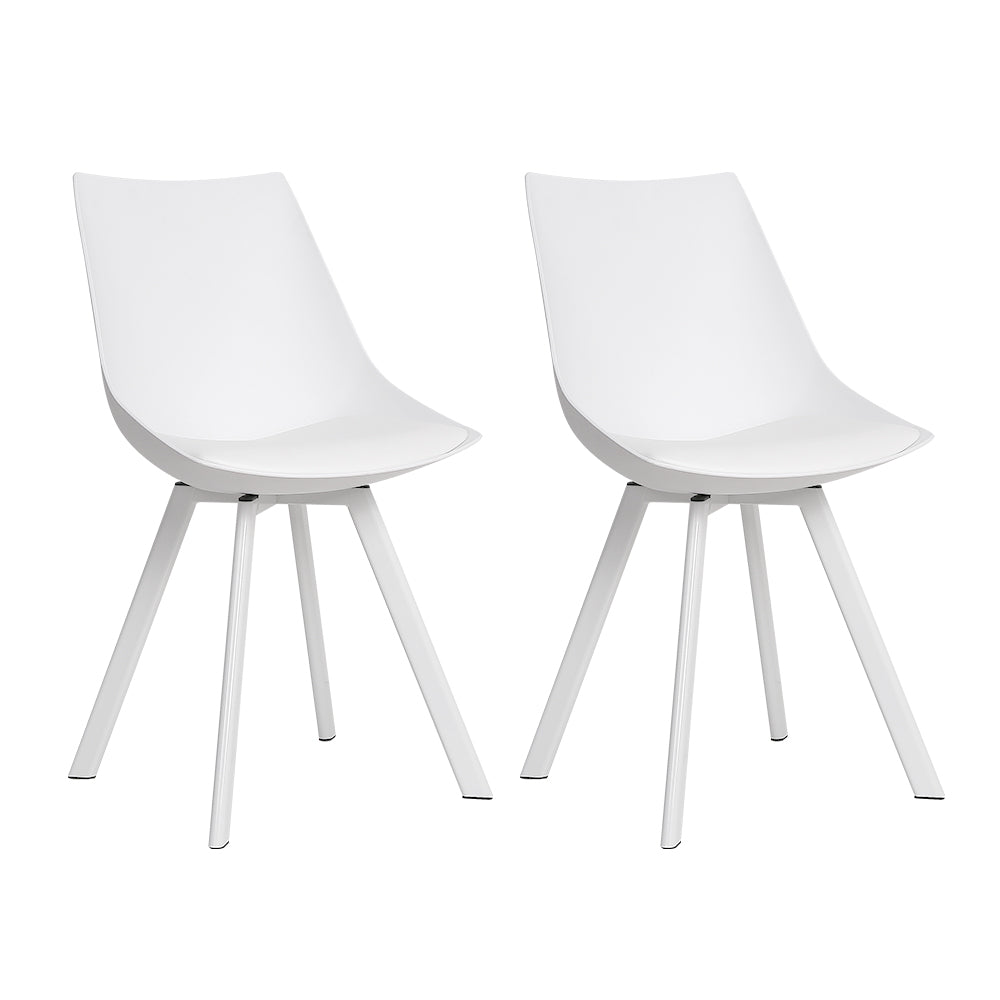 Artiss Set of 2 Lylette Dining Chairs Cafe Chairs PU Leather Padded Seat White-Dining Chairs - Peroz Australia - Image - 3