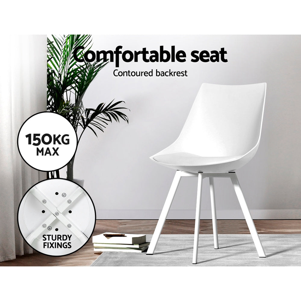 Artiss Set of 2 Lylette Dining Chairs Cafe Chairs PU Leather Padded Seat White-Dining Chairs - Peroz Australia - Image - 9