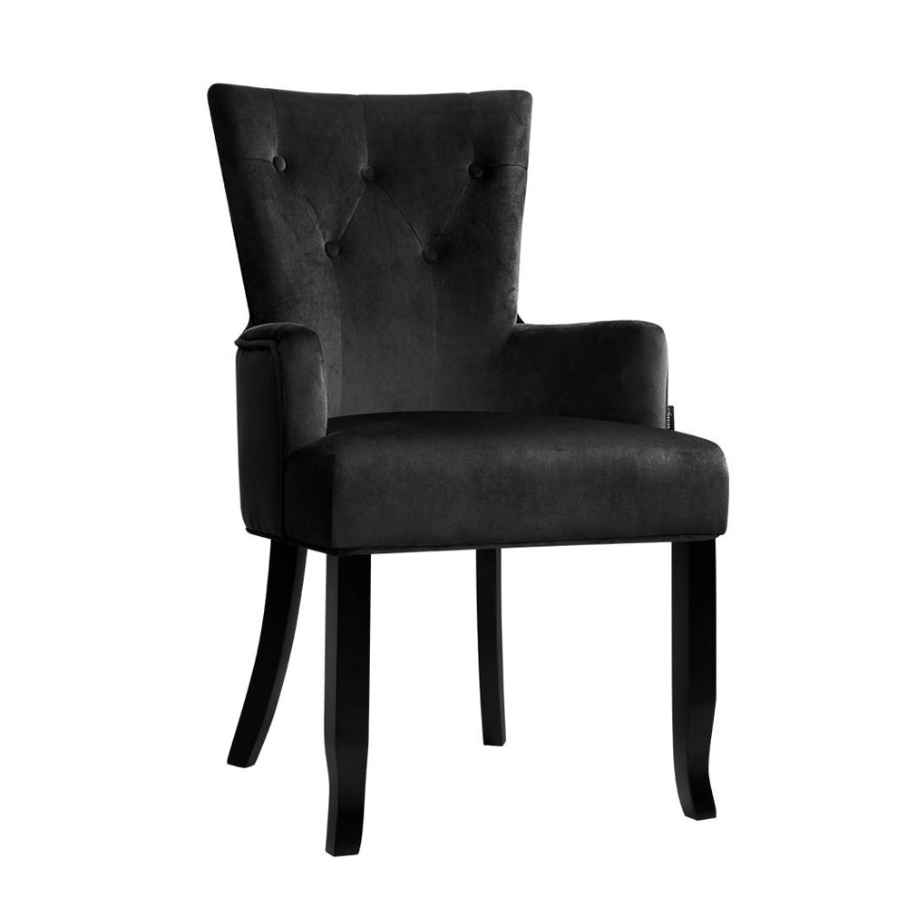 Artiss Dining Chairs French Provincial Chair Velvet Fabric Timber Retro Black-Furniture &gt; Dining - Peroz Australia - Image - 2