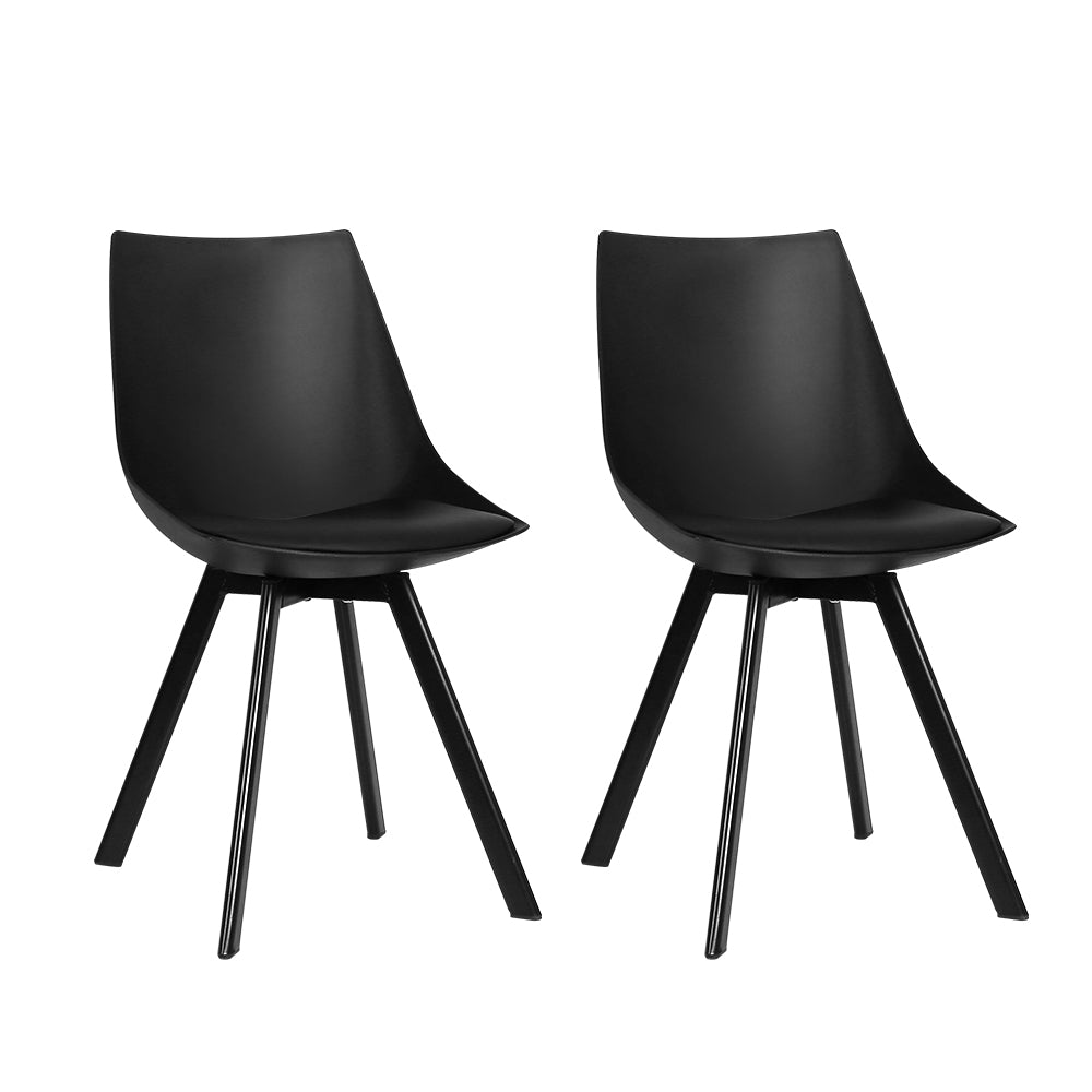 Artiss Set of 2 Lylette Dining Chairs Cafe Chairs PU Leather Padded Seat Black-Dining Chairs - Peroz Australia - Image - 2