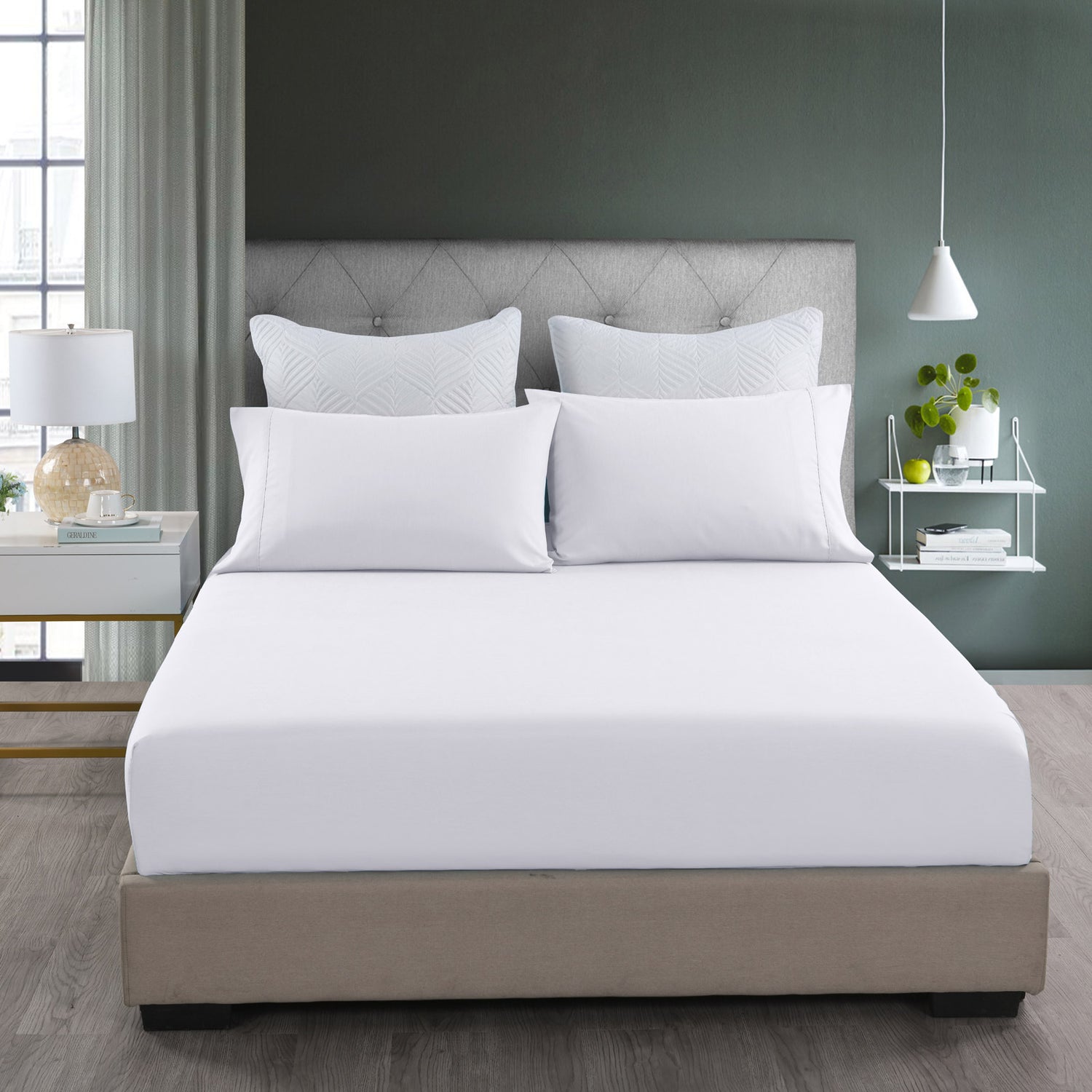 Royal Comfort 2000TC 3 Piece Fitted Sheet and Pillowcase Set Bamboo Cooling - Queen - White-Bed Sheets-PEROZ Accessories