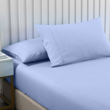 Royal Comfort 2000TC 3 Piece Fitted Sheet and Pillowcase Set Bamboo Cooling - King - Light Blue-Home &amp; Garden &gt; Bedding-PEROZ Accessories