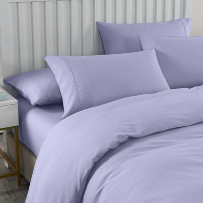 Royal Comfort 2000TC 6 Piece Bamboo Sheet &amp; Quilt Cover Set Cooling Breathable - King - Lilac Grey-Bed Sheets-PEROZ Accessories