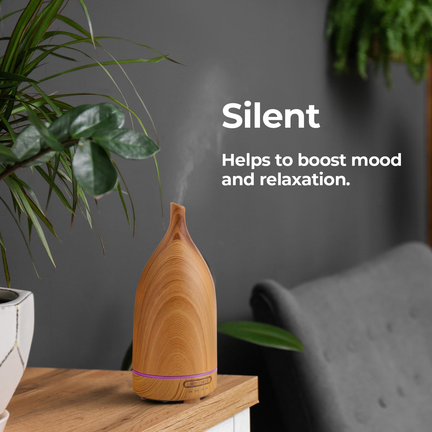 Milano Decor Aroma Diffuser 100ml Ultrasonic Humidifier Purifier And 3 Pack Oils - Light Wood-Aroma Diffusers &amp; Humidifiers-PEROZ Accessories