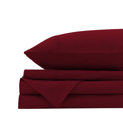 Royal Comfort Vintage Washed 100% Cotton Sheet Set Fitted Flat Sheet Pillowcases - Single - Mulled Wine-Home &amp; Garden &gt; Bedding-PEROZ Accessories