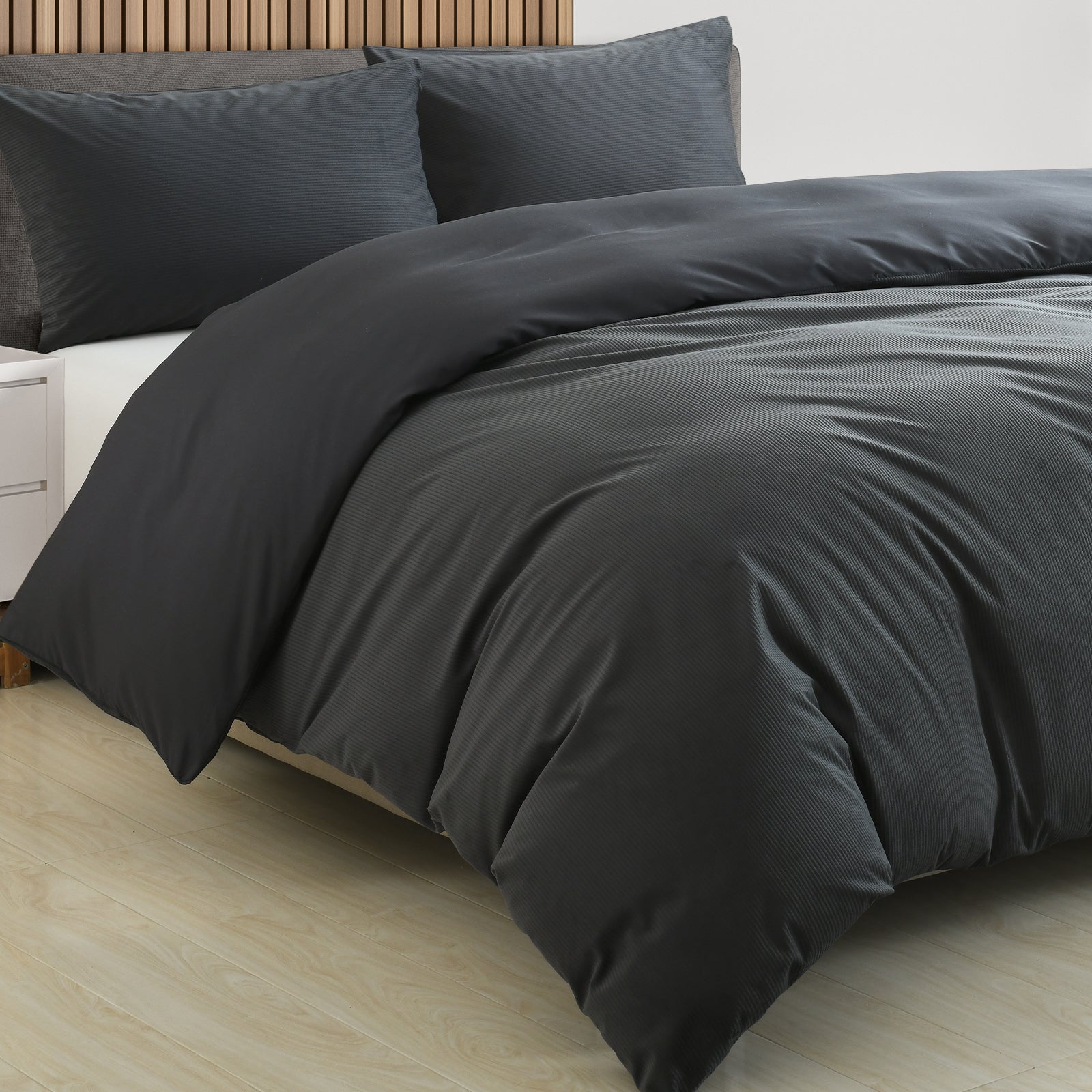 Royal Comfort Velvet Corduroy Quilt Cover Set Super Soft Luxurious Warmth - King - Charcoal-Home &amp; Garden &gt; Bedding-PEROZ Accessories