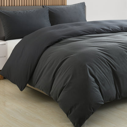 Royal Comfort Velvet Corduroy Quilt Cover Set Super Soft Luxurious Warmth - King - Charcoal-Home &amp; Garden &gt; Bedding-PEROZ Accessories