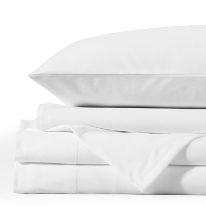 Royal Comfort Polar Fleece Flannel Sheet Set Ultra Soft Plush Cozy - Double - White-Bed Sheets-PEROZ Accessories