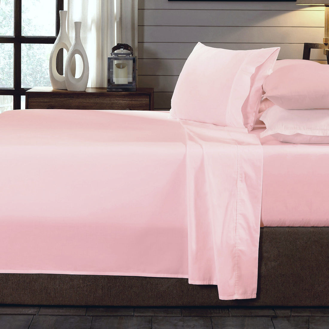 Royal Comfort 250TC Organic 100% Cotton Sheet Set 4 Piece Luxury Hotel Style - Double - Blush-Home &amp; Garden &gt; Bedding-PEROZ Accessories