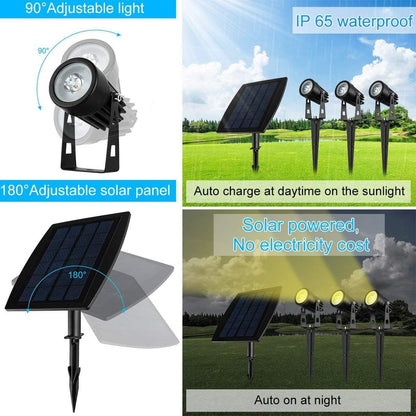 3 x LED Spotlights Powered Solar Garden Lights Outdoor Waterproof (Warm White)-Home &amp; Garden &gt; Garden Lights-PEROZ Accessories