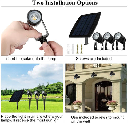 3 x LED Spotlights Powered Solar Garden Lights Outdoor Waterproof (Warm White)-Home &amp; Garden &gt; Garden Lights-PEROZ Accessories