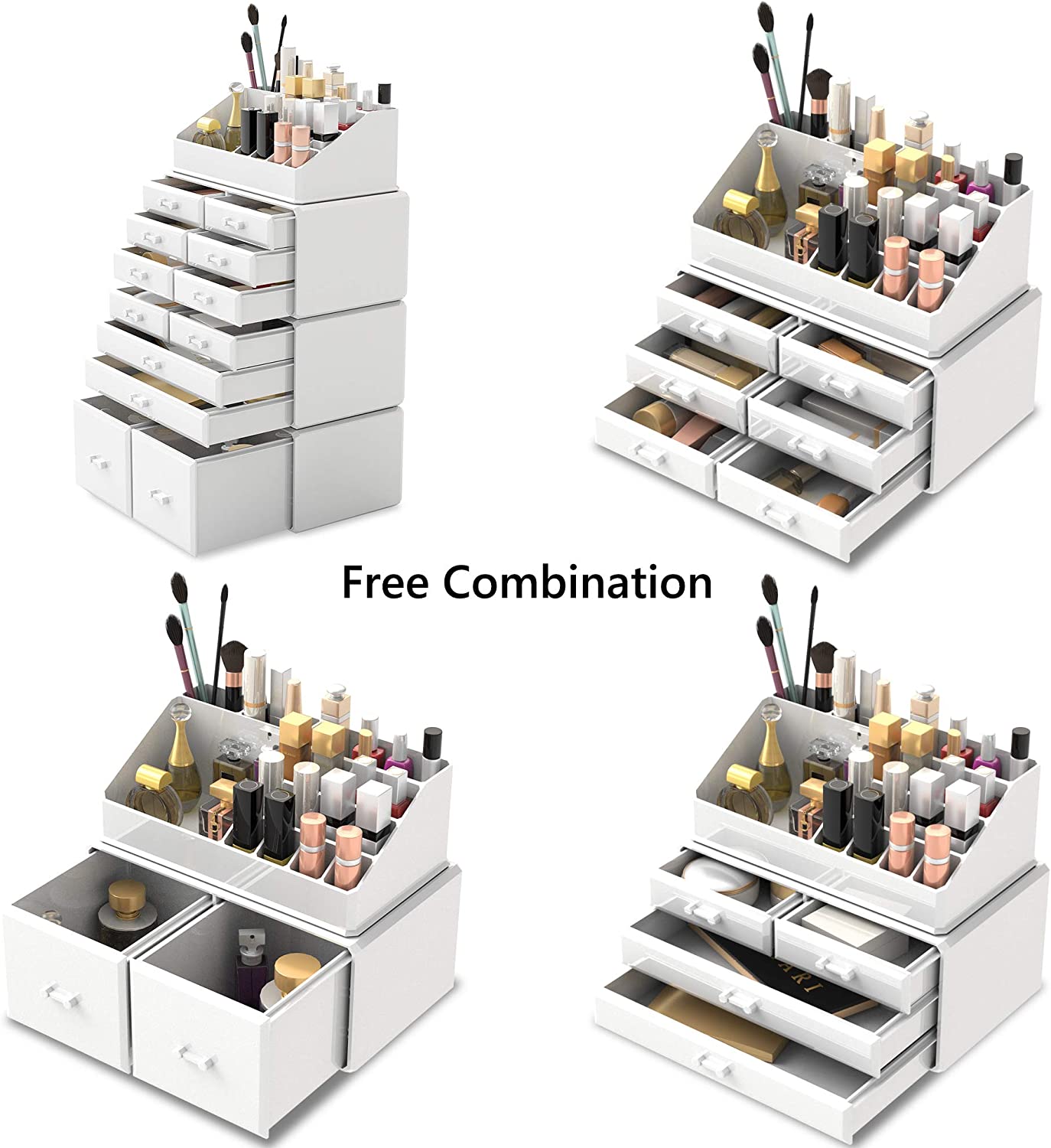 Makeup Cosmetic Organizer Storage with 12 Drawers Display Boxes (White)-Health &amp; Beauty &gt; Cosmetic Storage-PEROZ Accessories