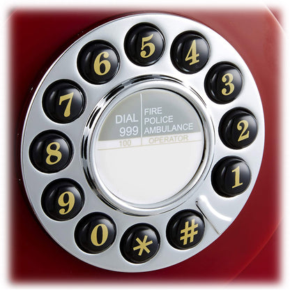 GPO 746 Retro Wall Mount Rotary Push Button Home Phone Landline Classic Red-Home &amp; Garden &gt; Home &amp; Garden Others-PEROZ Accessories