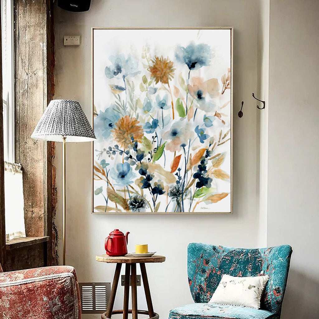 60cmx90cm Colourful Floras Watercolour style 2 Sets Gold Frame Canvas Wall Art-Home &amp; Garden &gt; Wall Art-PEROZ Accessories