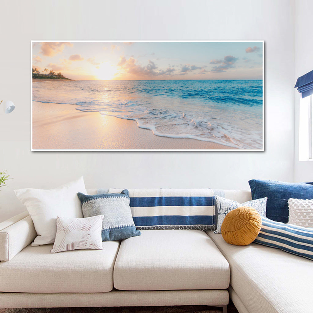 40cmx80cm Ocean and Beach White Frame Canvas-Home &amp; Garden &gt; Wall Art-PEROZ Accessories