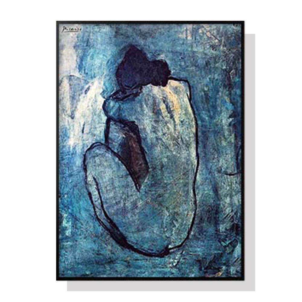 60cmx90cm Blue Nude by Pablo Picasso Black Frame Canvas Wall Art-Home &amp; Garden &gt; Wall Art-PEROZ Accessories