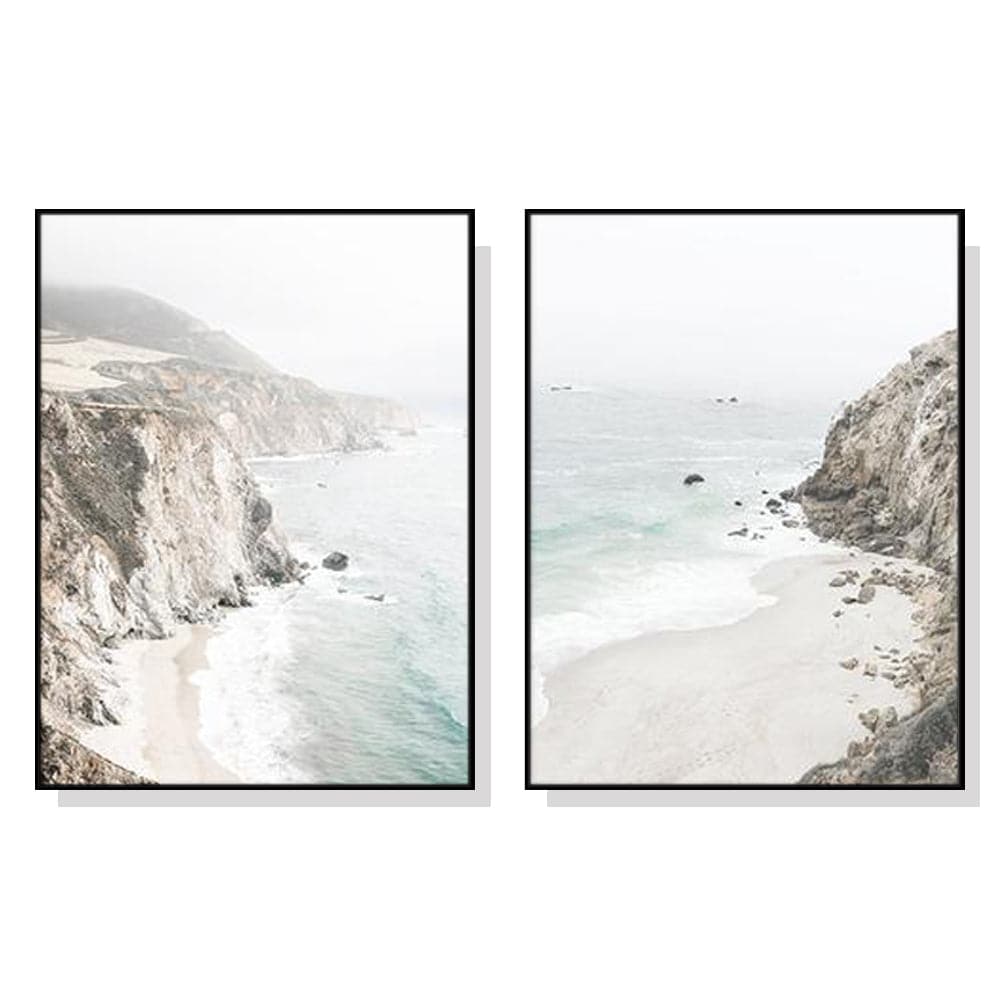 50cmx70cm Mountain Beach 2 Sets Black Frame Canvas Wall Art-Home &amp; Garden &gt; Wall Art-PEROZ Accessories