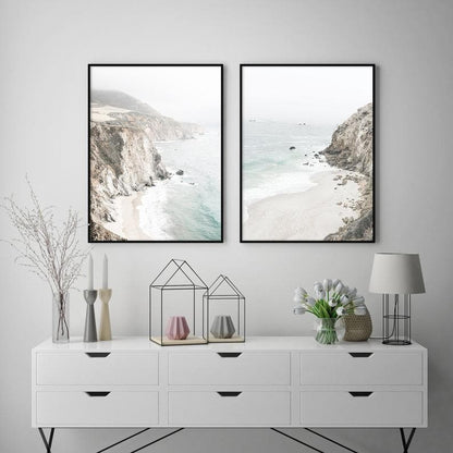 50cmx70cm Mountain Beach 2 Sets Black Frame Canvas Wall Art-Home &amp; Garden &gt; Wall Art-PEROZ Accessories