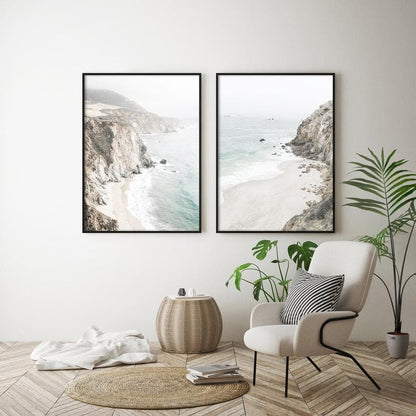 50cmx70cm Mountain Beach 2 Sets Black Frame Canvas Wall Art-Home &amp; Garden &gt; Wall Art-PEROZ Accessories