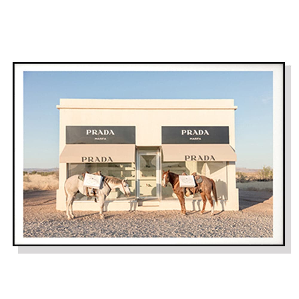 70cmx100cm Horses Prada Black Frame Canvas Wall Art-Home &amp; Garden &gt; Wall Art-PEROZ Accessories
