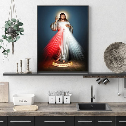 70cmx100cm Jesus Divine Mercy I Trust In You Black Frame Canvas Wall Art-Home &amp; Garden &gt; Wall Art-PEROZ Accessories