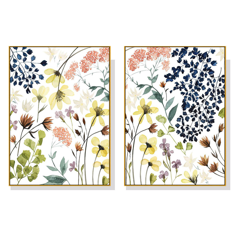 50cmx70cm Flower Composition 2 Sets Gold Frame Canvas Wall Art-Home &amp; Garden &gt; Wall Art-PEROZ Accessories