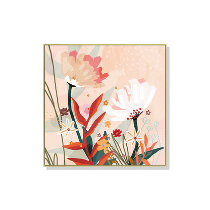 70cmx70cm Native Floral Gold Frame Canvas Wall Art-Home &amp; Garden &gt; Wall Art-PEROZ Accessories