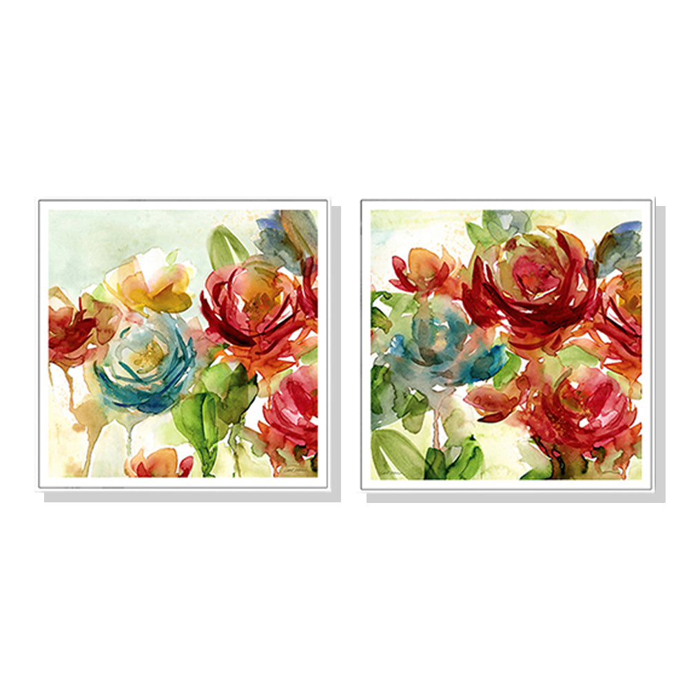 60cmx60cm Rosewater Garden By Carol Robinson 2 Sets White Frame Canvas Wall Art-Home &amp; Garden &gt; Wall Art-PEROZ Accessories