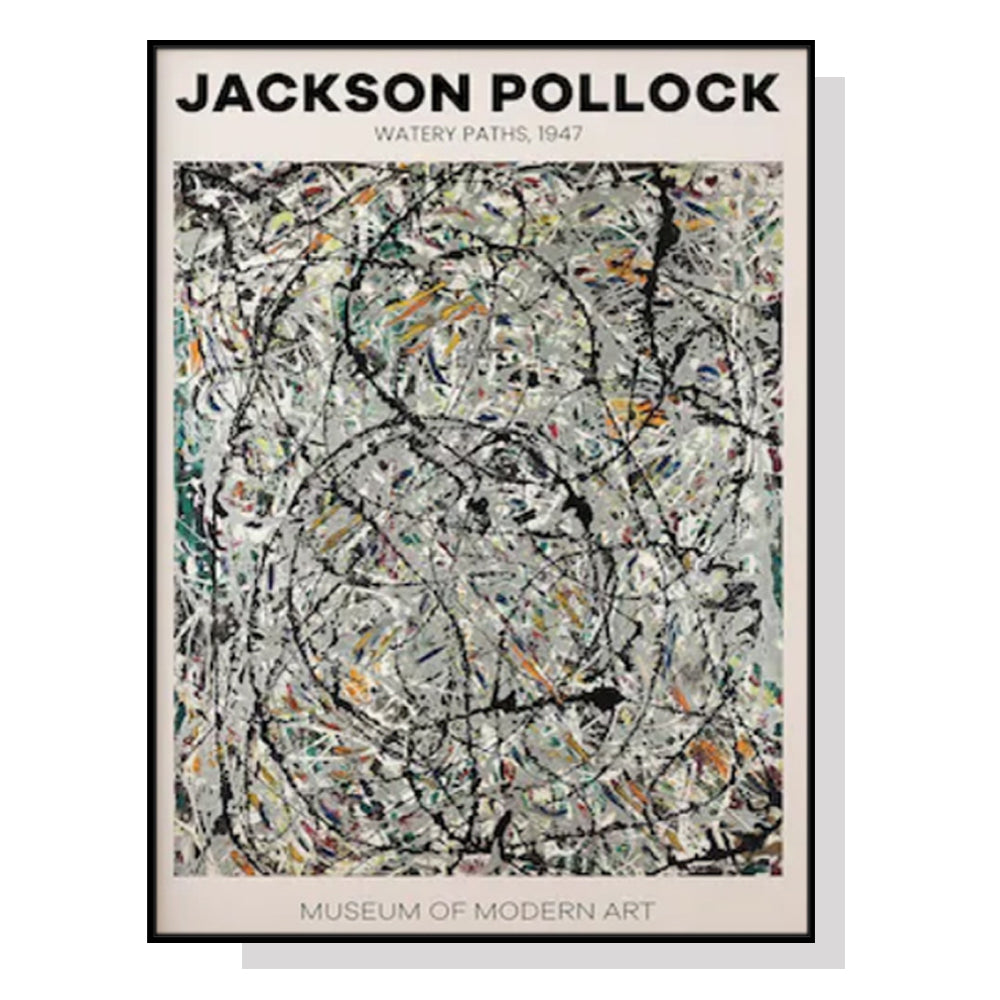 60cmx90cm Jackson Pollock Exhibition III Black Frame Canvas Wall Art-Home &amp; Garden &gt; Wall Art-PEROZ Accessories