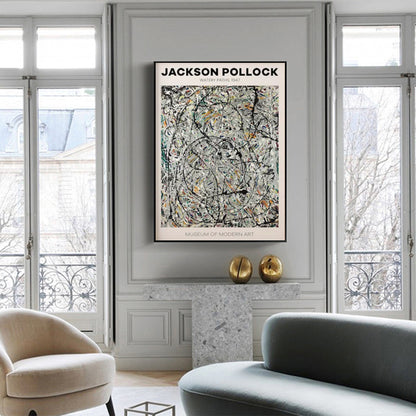 60cmx90cm Jackson Pollock Exhibition III Black Frame Canvas Wall Art-Home &amp; Garden &gt; Wall Art-PEROZ Accessories