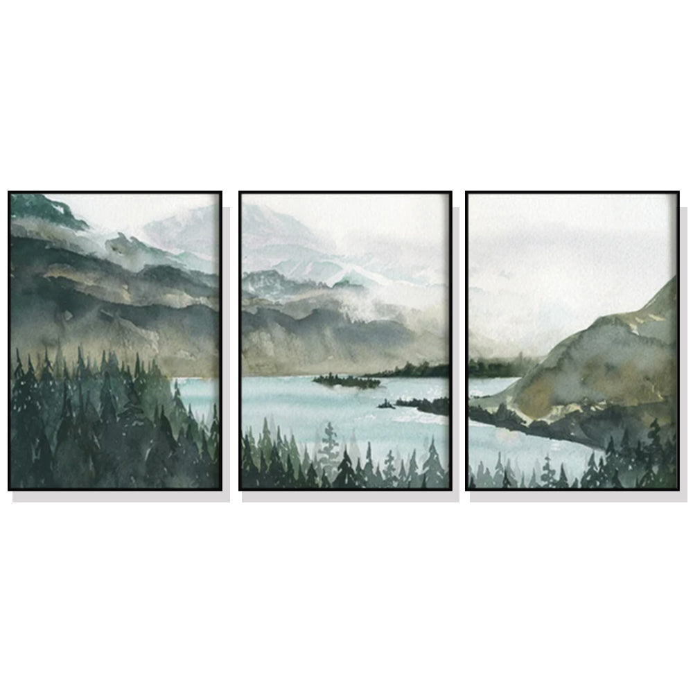 40cmx60cm Landscape 3 Sets Black Frame Canvas Wall Art-Home &amp; Garden &gt; Wall Art-PEROZ Accessories