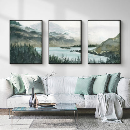 40cmx60cm Landscape 3 Sets Black Frame Canvas Wall Art-Home &amp; Garden &gt; Wall Art-PEROZ Accessories