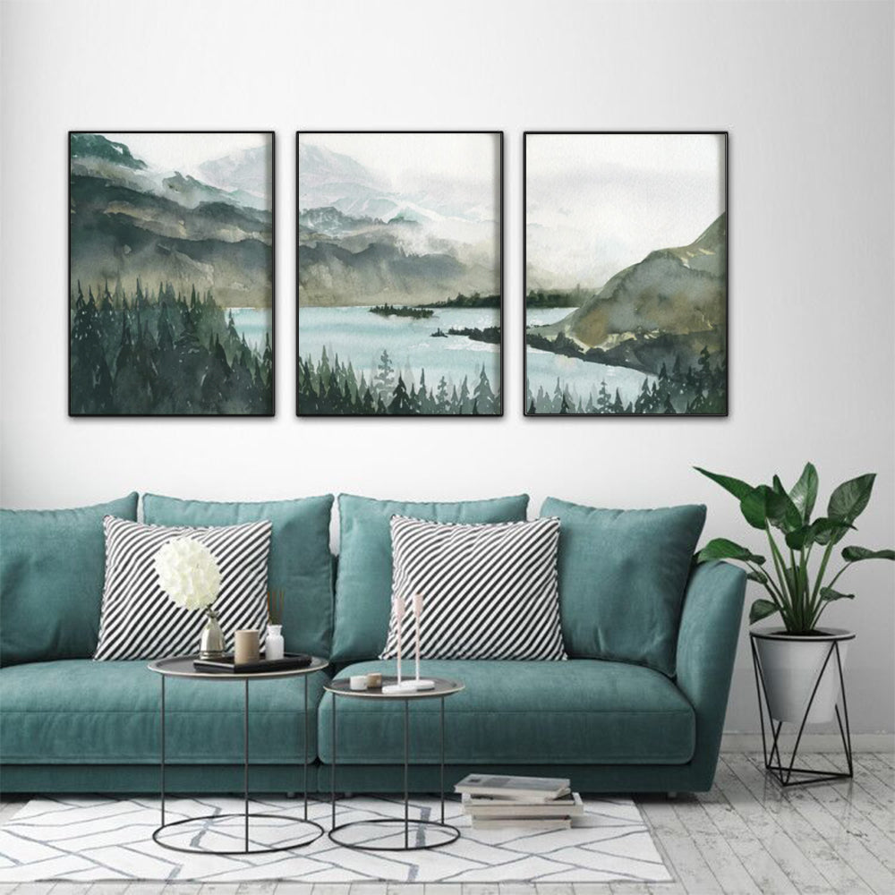 40cmx60cm Landscape 3 Sets Black Frame Canvas Wall Art-Home &amp; Garden &gt; Wall Art-PEROZ Accessories