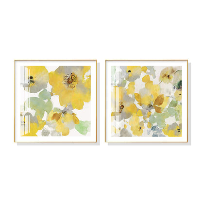 60cmx60cm Yellow Flowers American Style 2 Sets Gold Frame Canvas Wall Art-Home &amp; Garden &gt; Wall Art-PEROZ Accessories